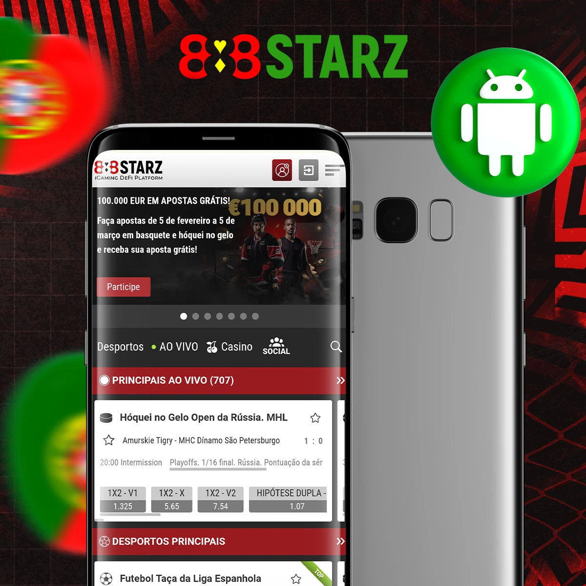 Como é que instalo a aplicação móvel 888Starz no Android?