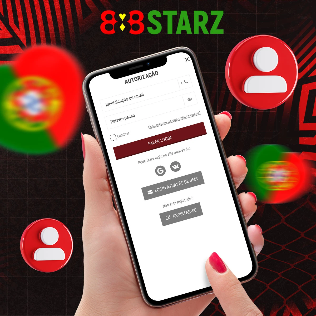 Processo de registo na plataforma da casa de apostas 888Starz
