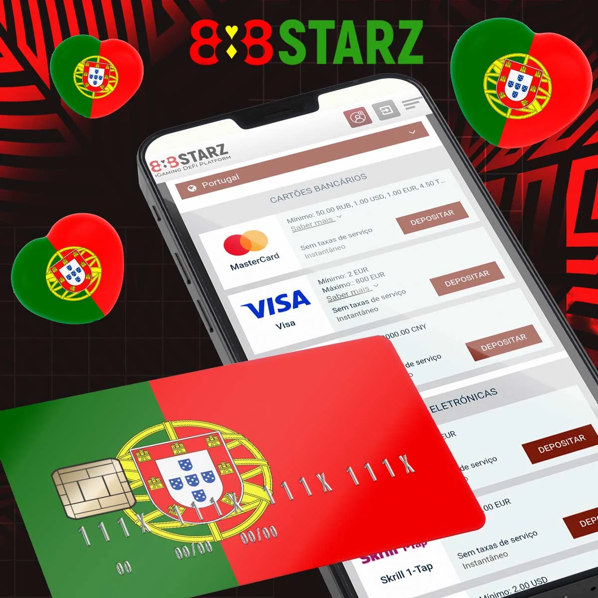 Como é que faço um depósito para jogar jogos de casino no 888Starz?