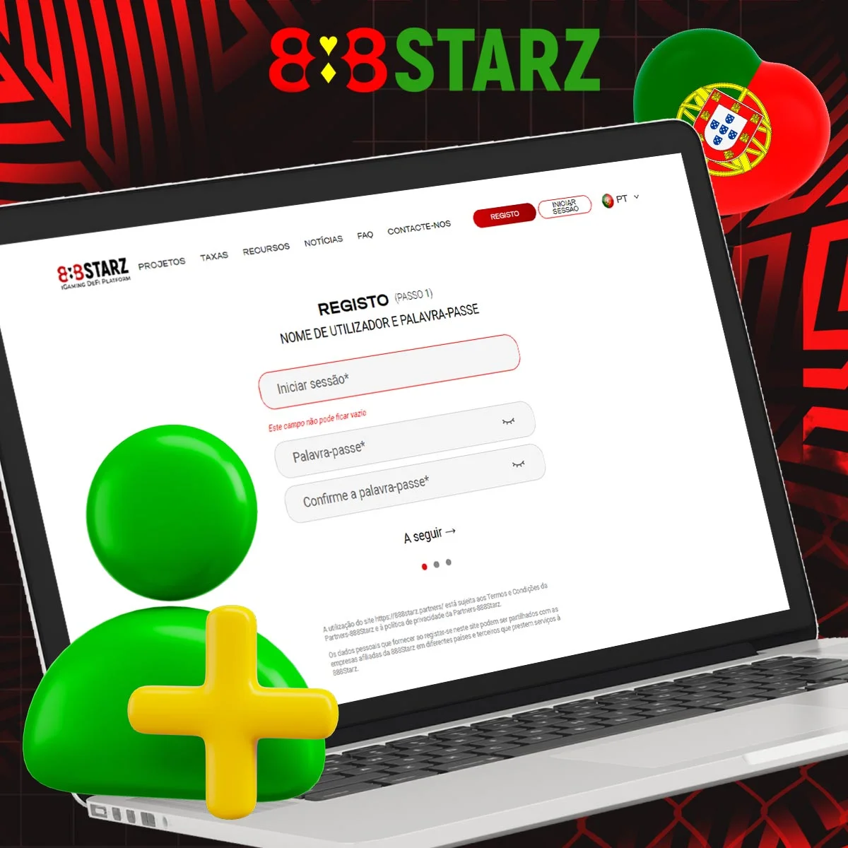 Processo de inscrição no programa de afiliados 888Starz